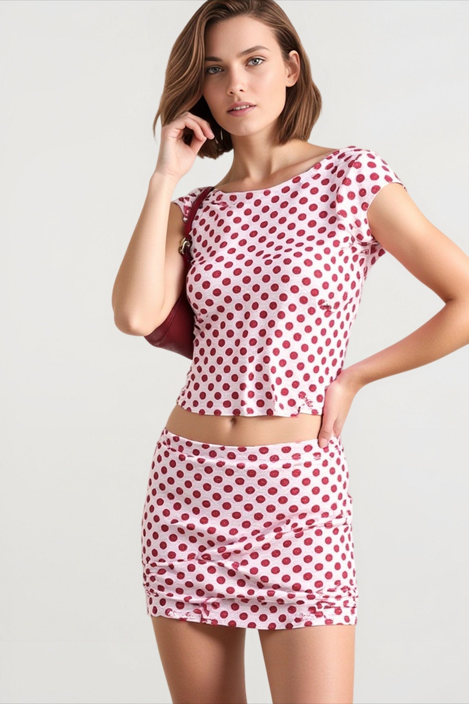 Sexy polka dot crop dolman vacation set