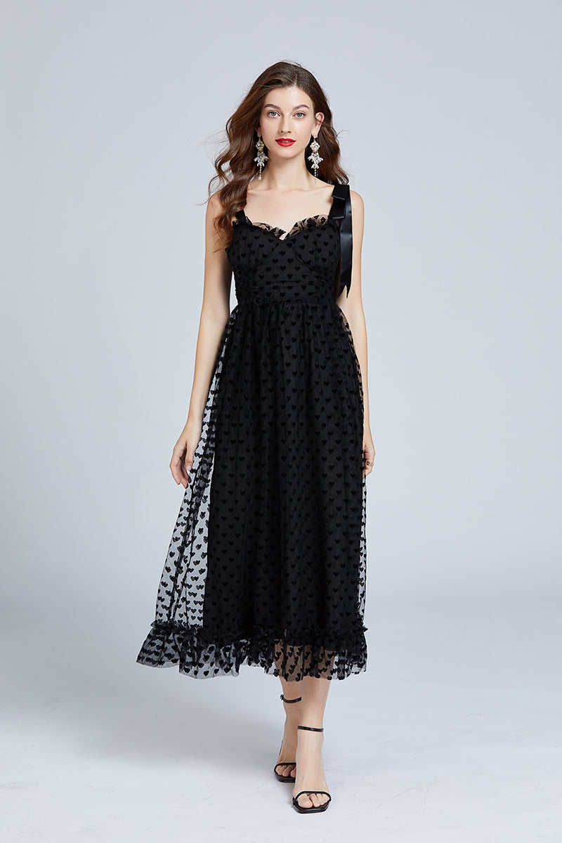 Love Flocking Dimensional Tube Top Suspender Dress