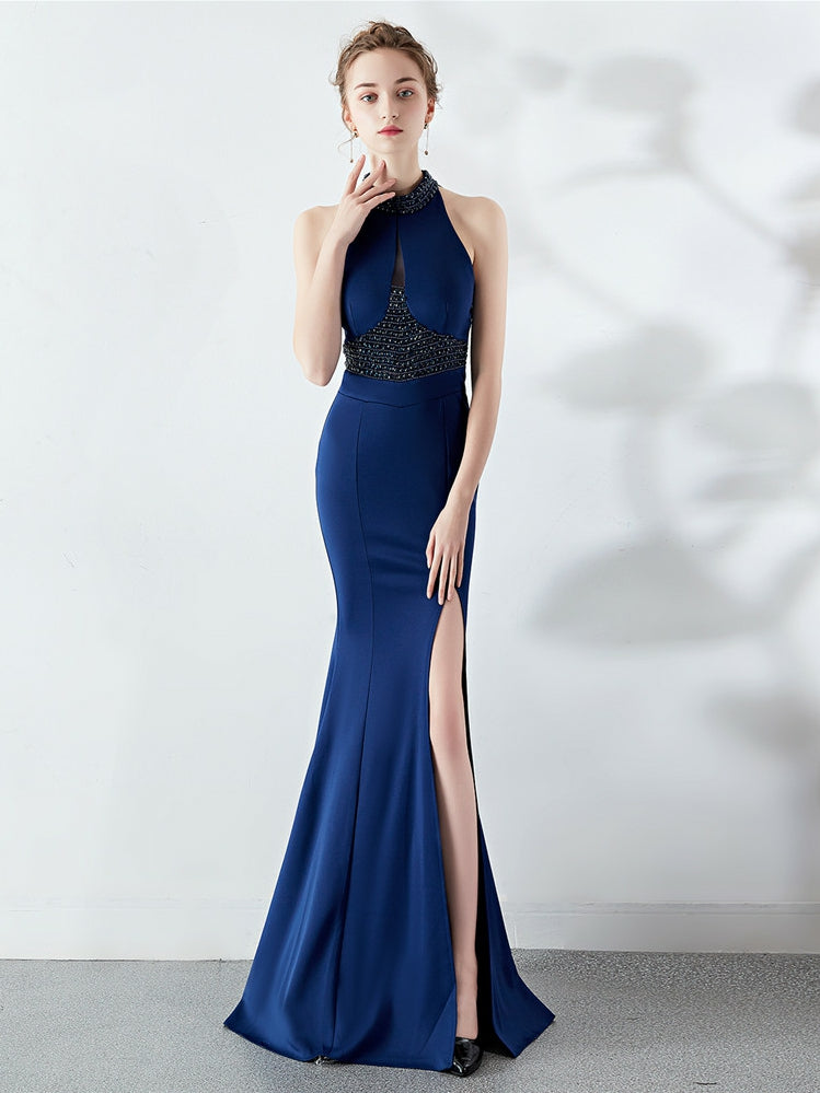 long style Halter evening dress