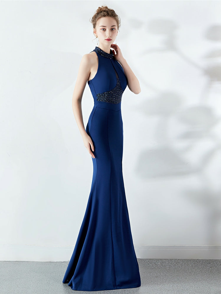 long style Halter evening dress