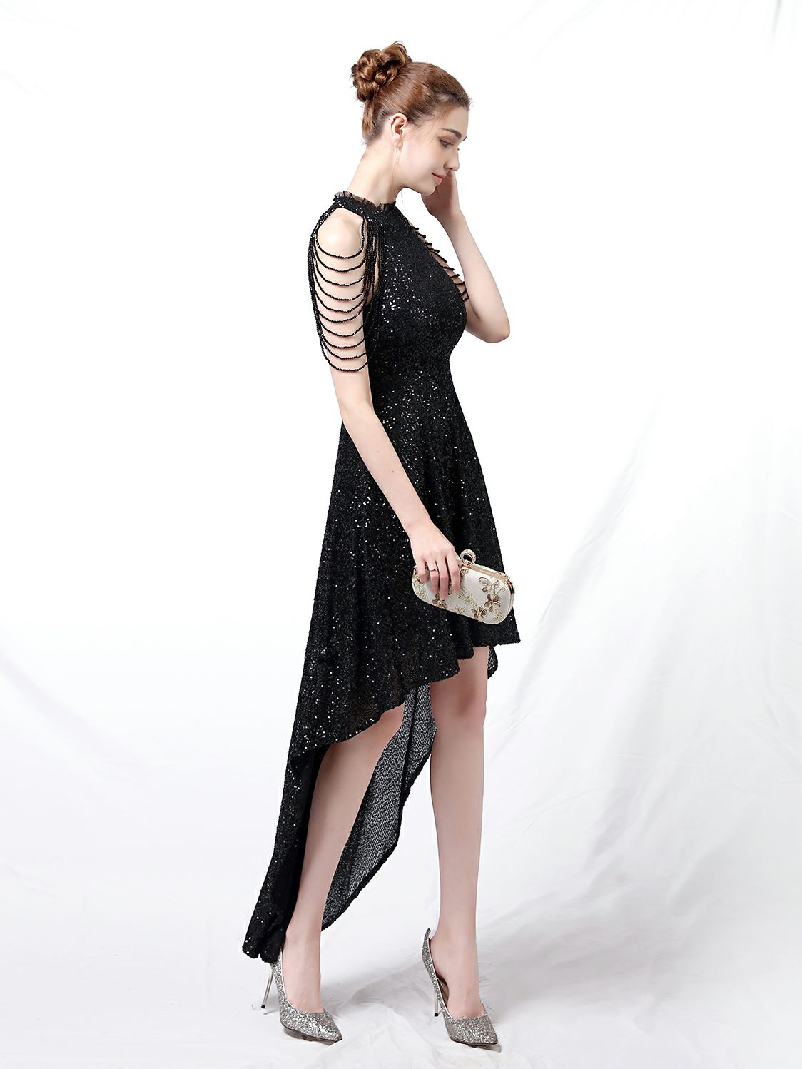 Slim and slim mid length evening dress