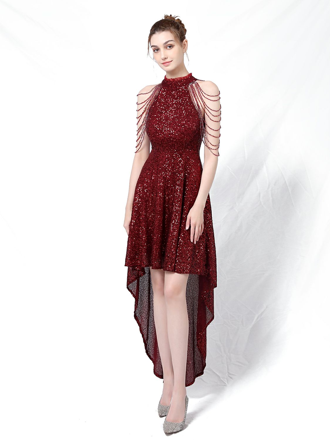 Slim and slim mid length evening dress