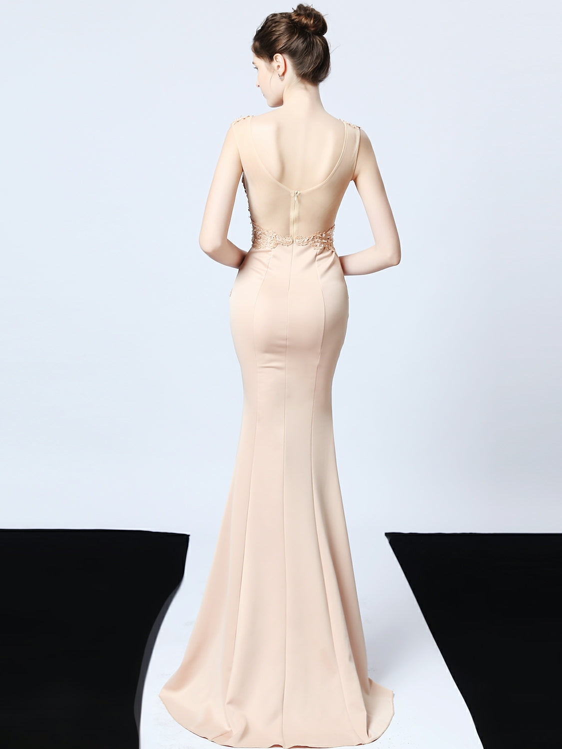 Handmade applique Beaded long evening dress