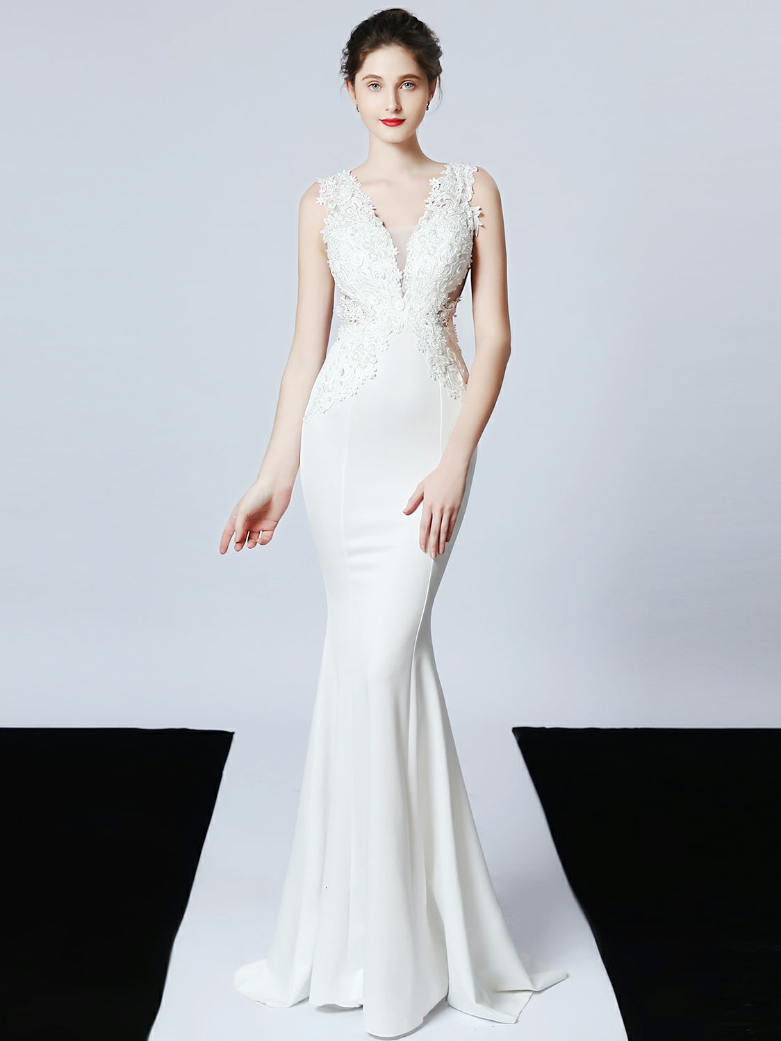 Handmade applique Beaded long evening dress