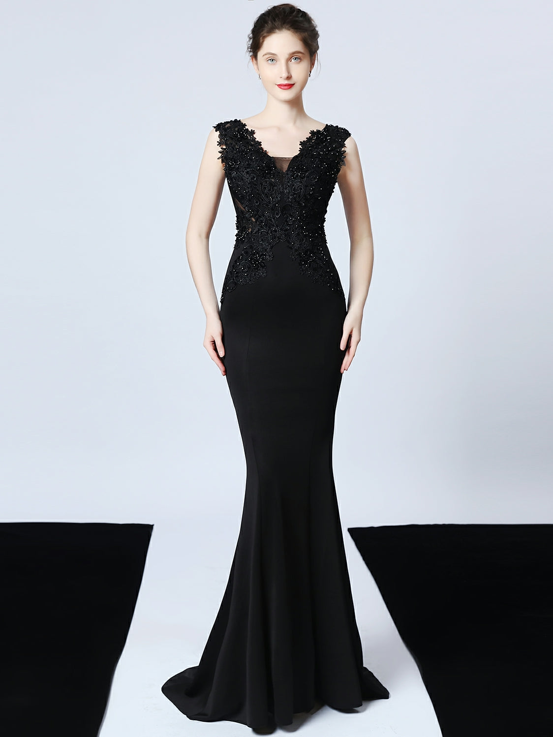 Handmade applique Beaded long evening dress