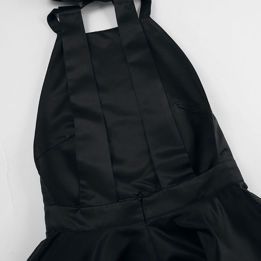 Bow Gate Mini Dress Black