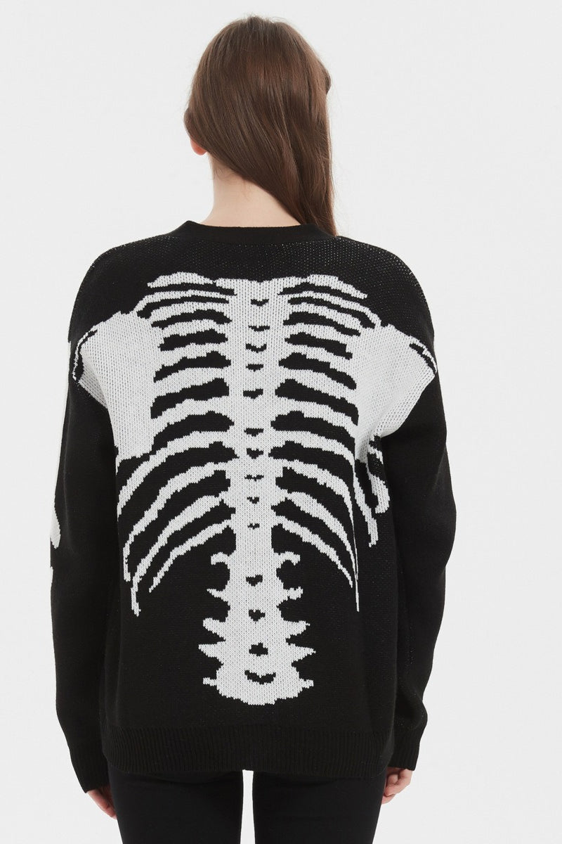 Skull Halloween Knit Loose Versatile Spring Autumn Cardigan