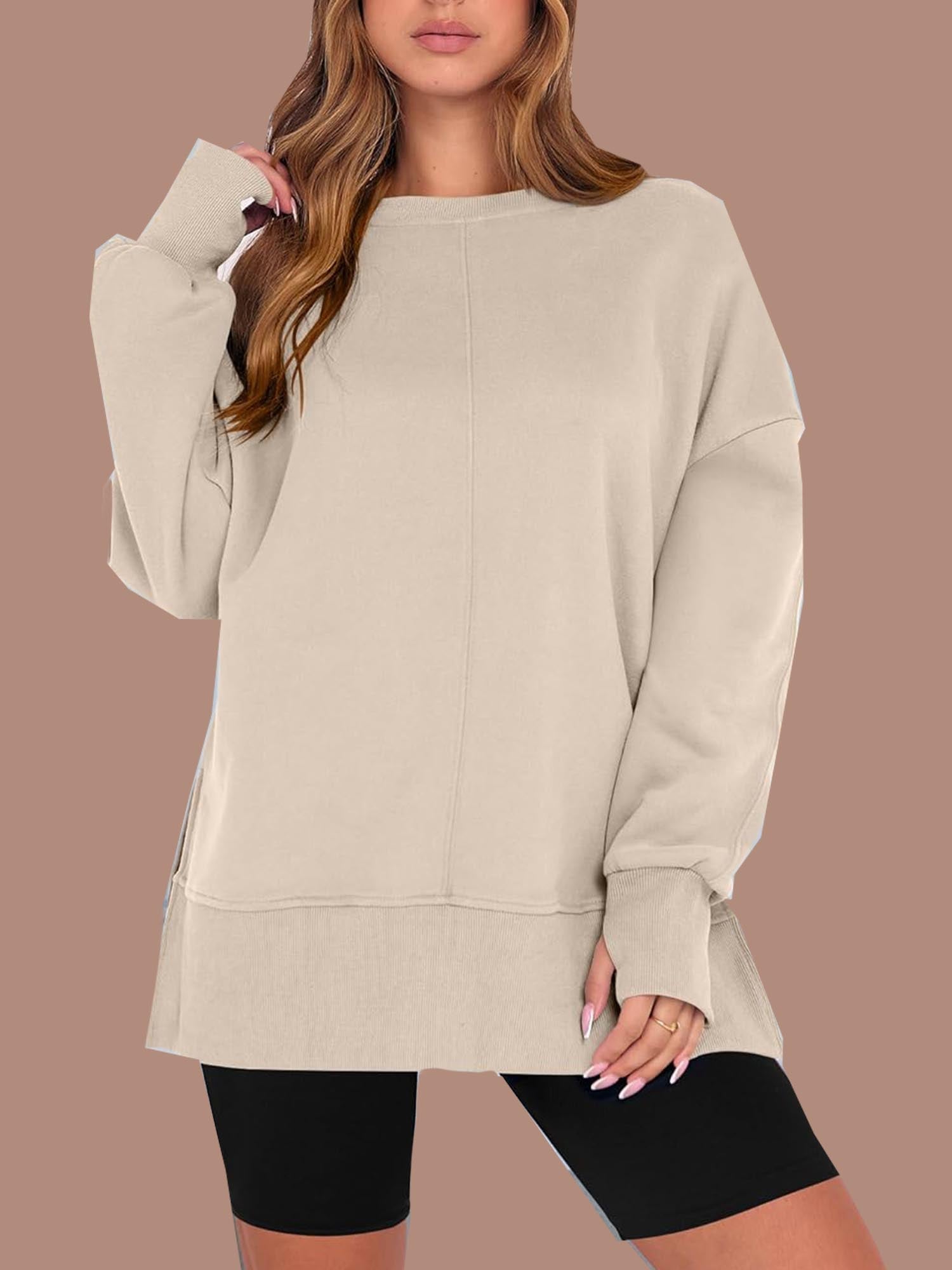 Oversized Thumbhole Long Sleeve Side Slit Sweatshirt
