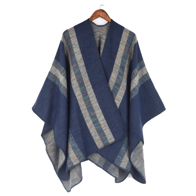 Fashionable Jacquard Silk Imitationcashmere Split Cape Scarf
