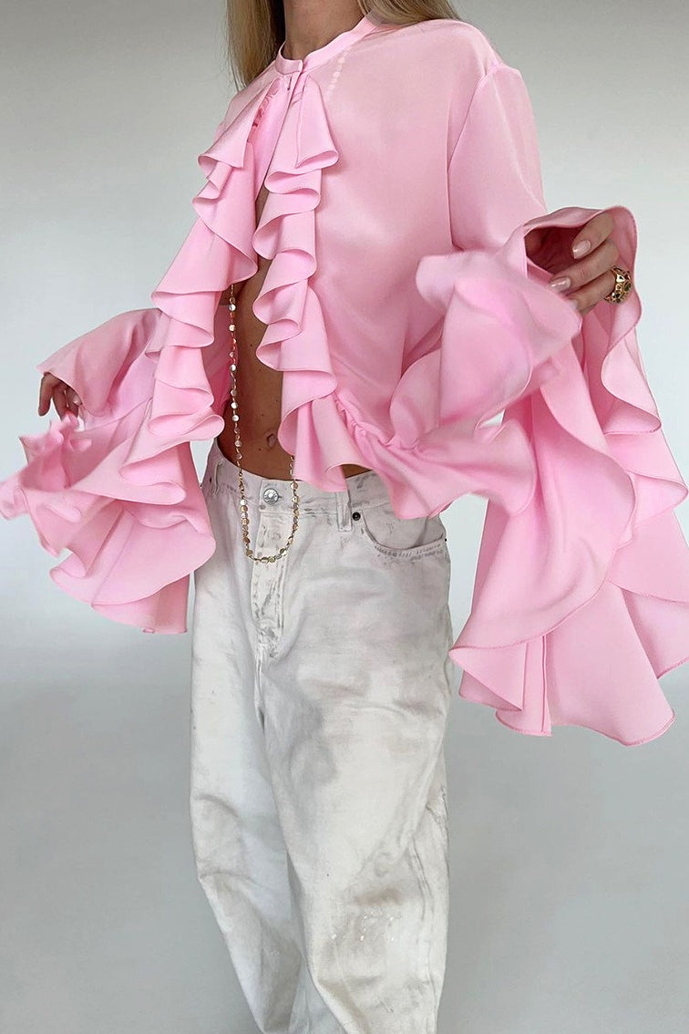 Chiffon Flare Sleeve Blouse