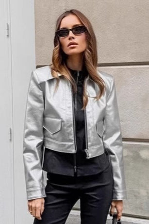 Silver Lapel Short Jacket