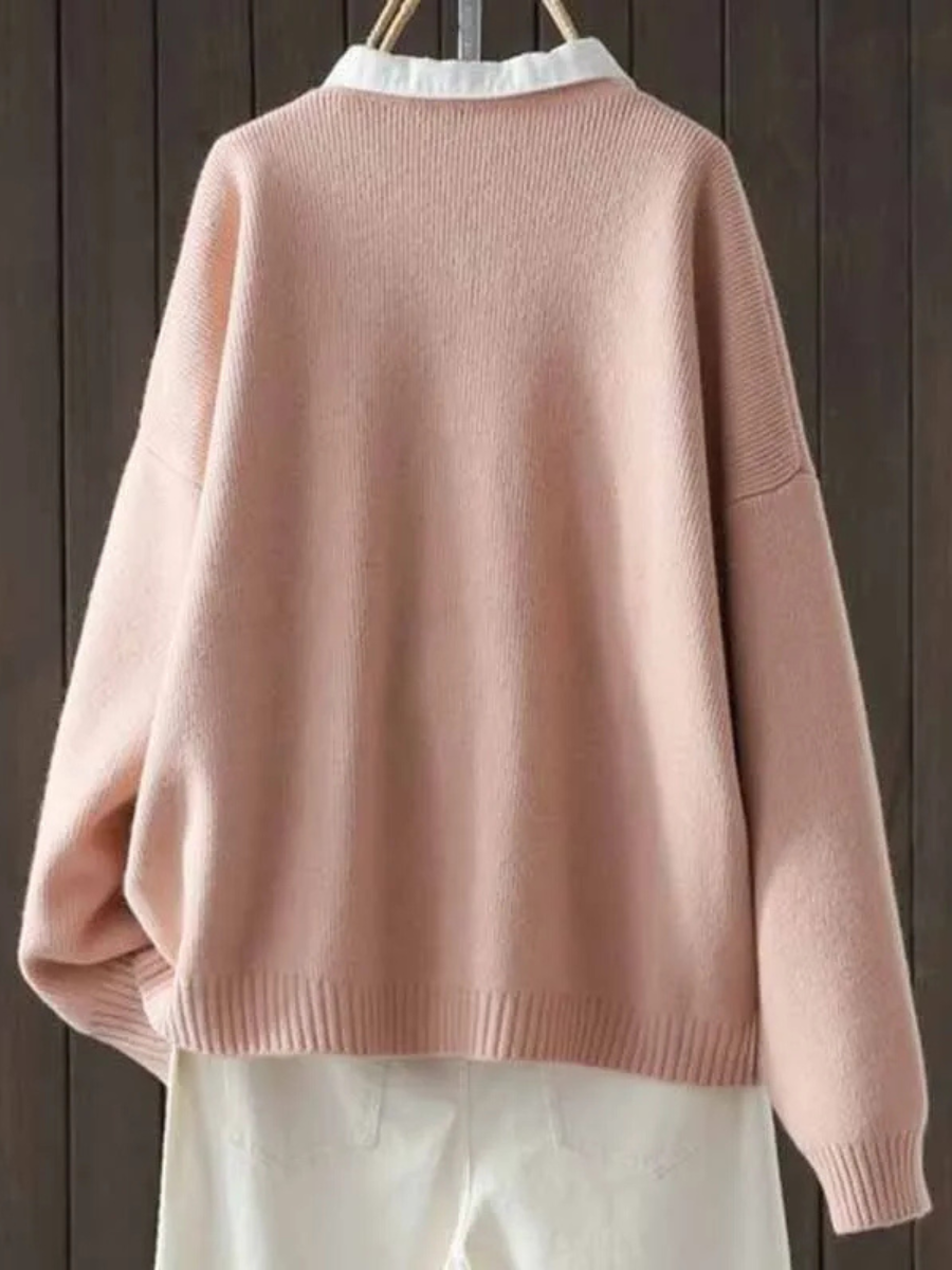 Round Neck Button Front Patch Pocket Long Sleeve Knit Cardigan