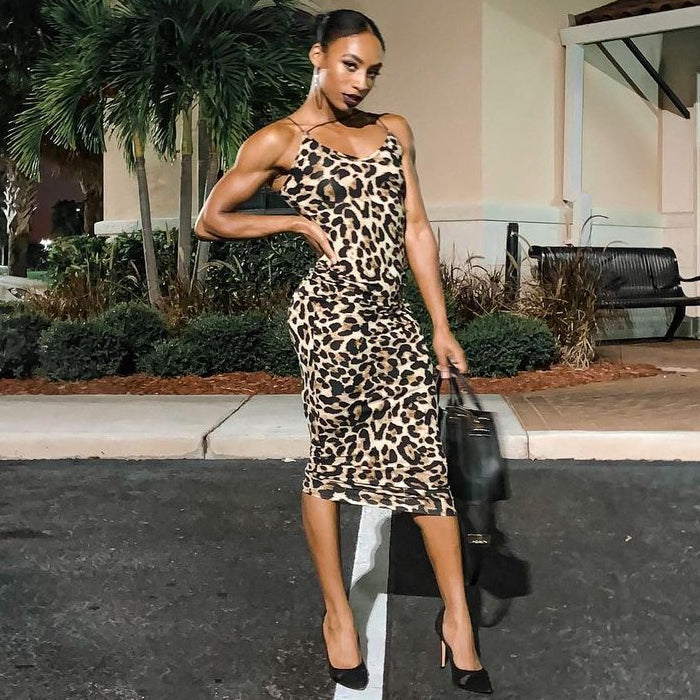 Leopard&Snake Print Strappy Bodycon Dress BLG1221