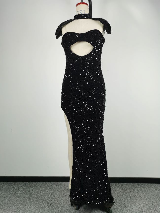 Sequined Tube Top Banquet Dress Hip Wrapped Evening Dress