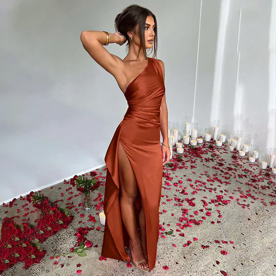 Rebeca Chic Satin Maxi Dress Evening Wear Edit