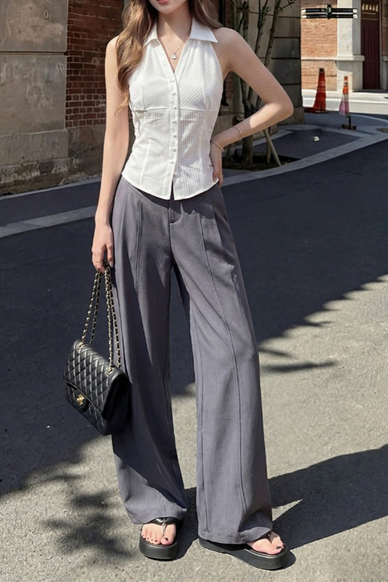 Linen Tailored Relaxed Straight Leg Pants