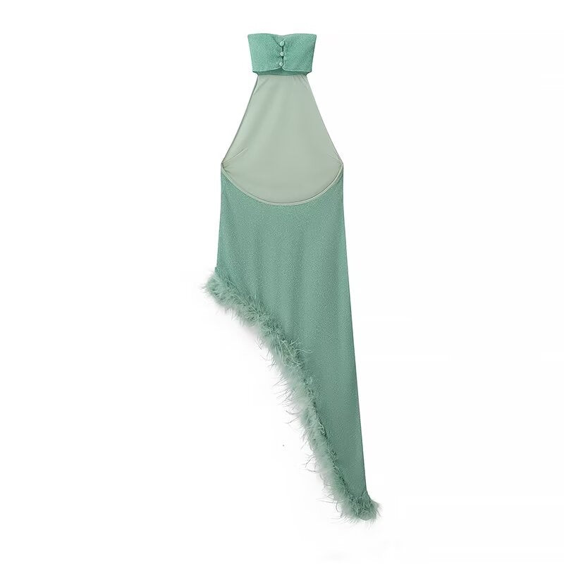 Vacation Dress High Grade Seaside Green Suspenders Slimming Dress