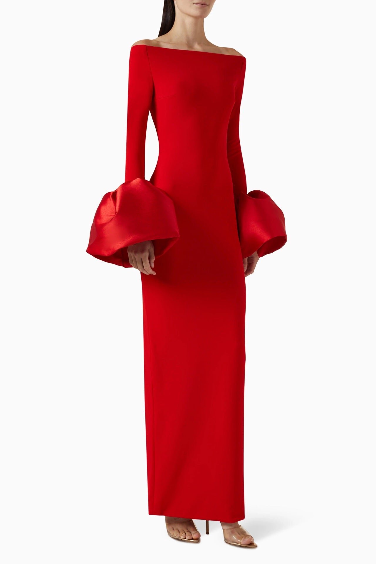 Mariana Minimalist Solid Colored Lantern Sleeve Dress Chic Silhouette Collection