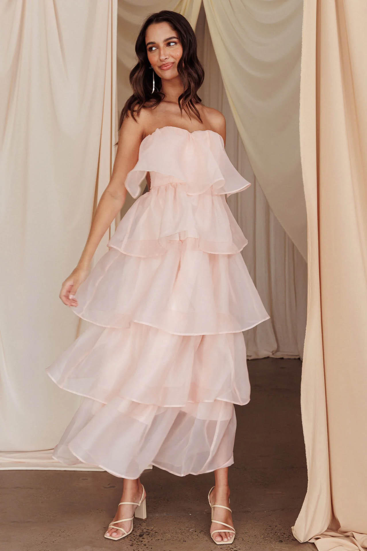 Estefanía Timeless Sunlit Ruffle Cascade Dress Elevated Occasion Wear