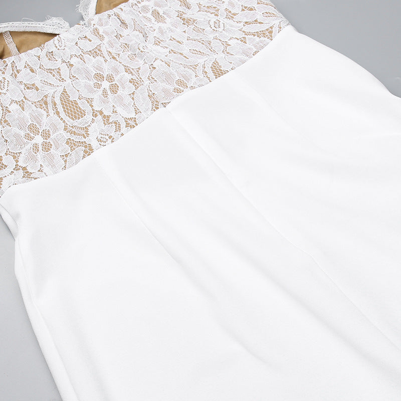 Fringila Asymmetric Dress White