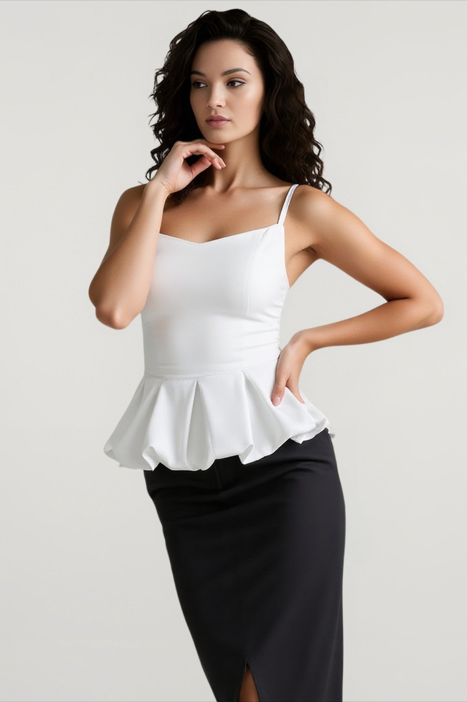 Satin solid waist cami top