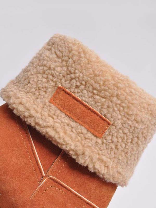 Fur Lined Fold Over Cuff Block Heel Ankle Snow Boots