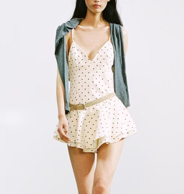 Spring Polka Dot Romper Dress