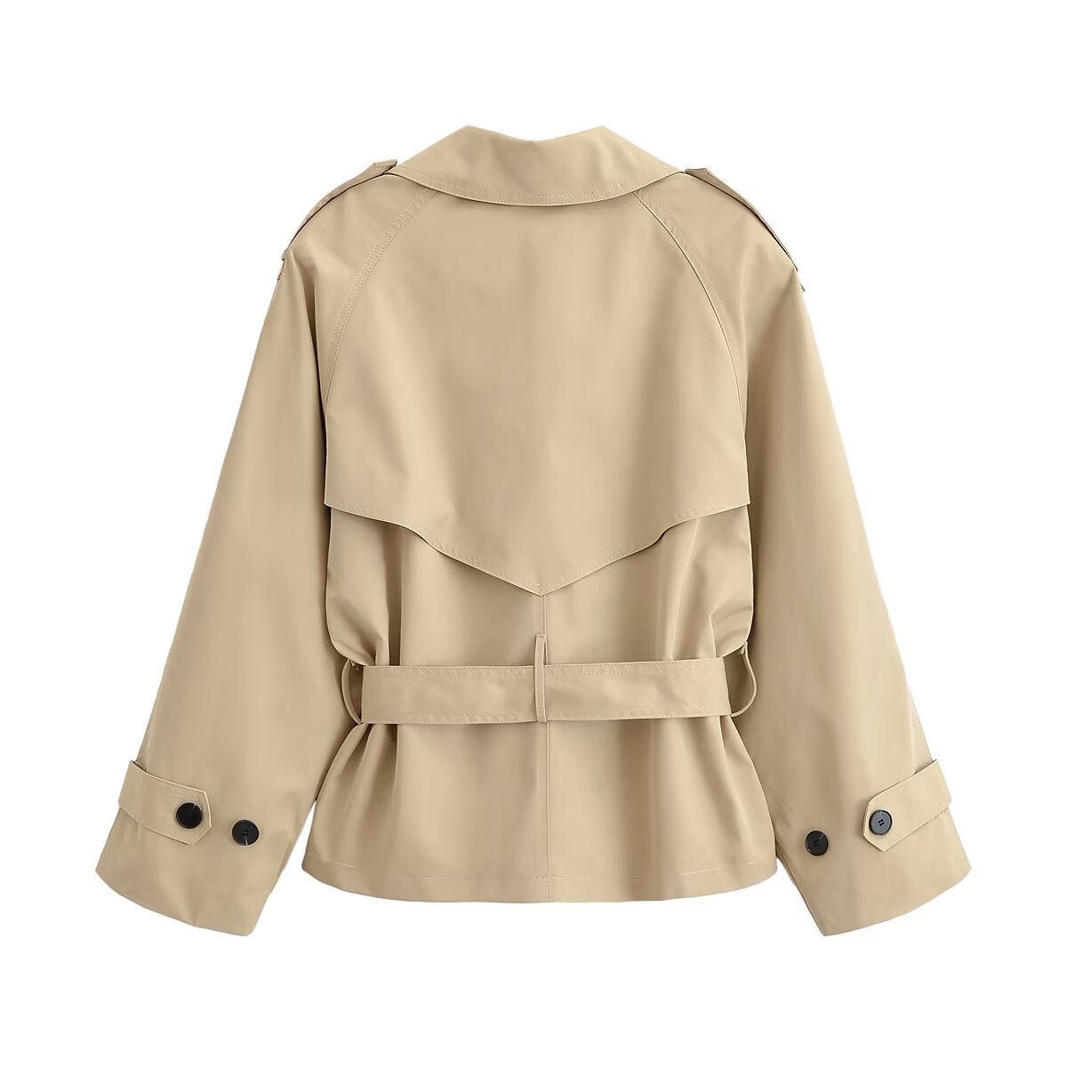 Women Clothing Summer Street Belt Padded Shoulder Wind Breaker