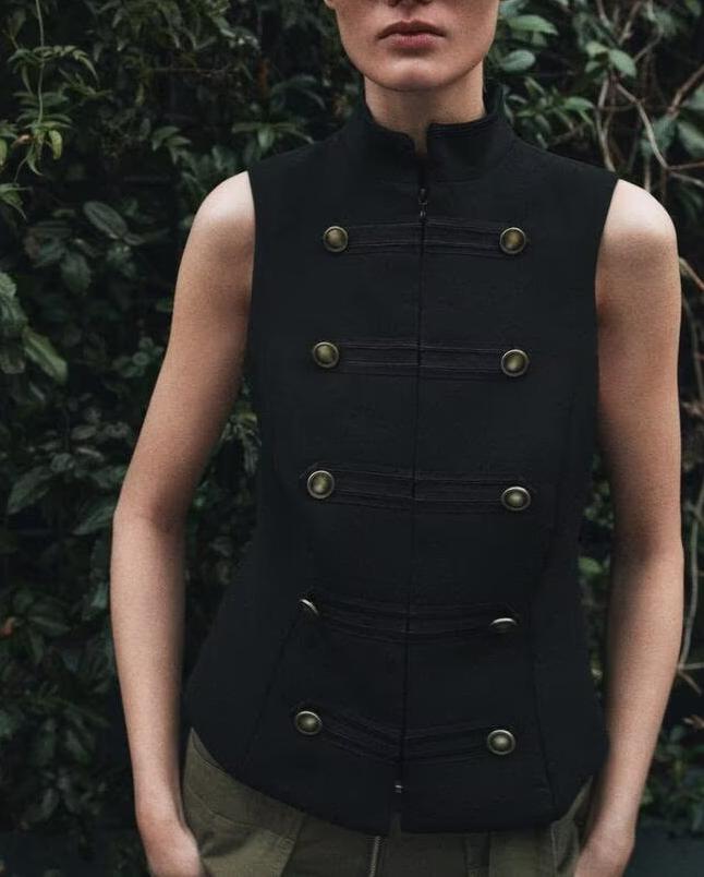 Women Clothing Summer Street Bends Hitches Ornament Vest Jacket