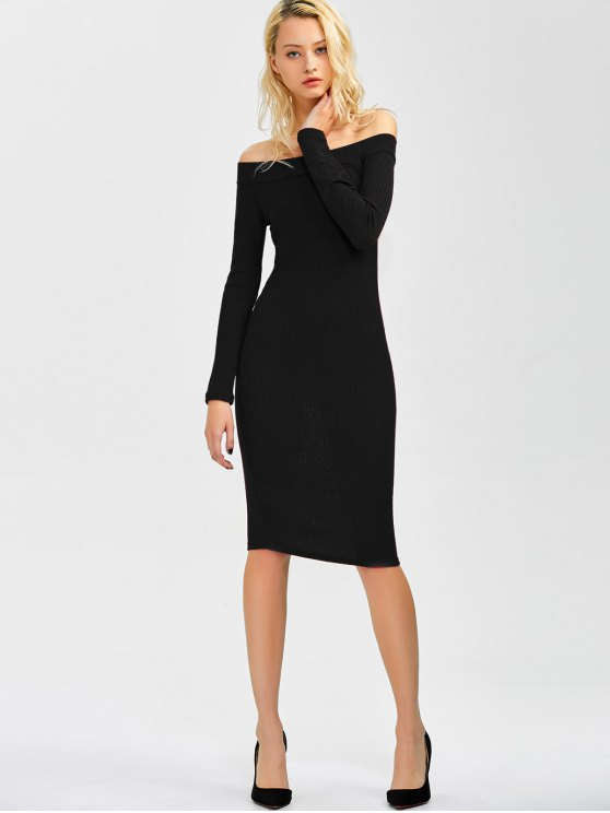 Bodycon Long Shoulder Arm Off Dress S / Wine Red Dresses