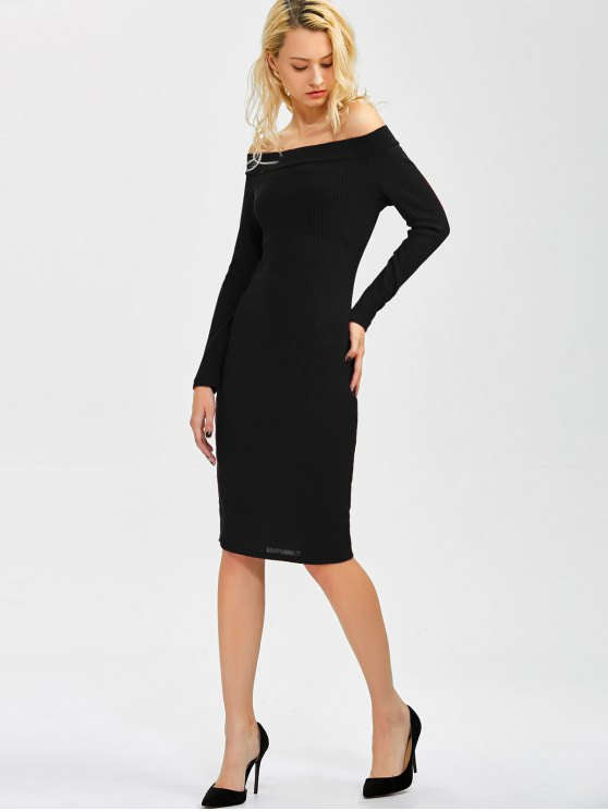 Bodycon Long Shoulder Arm Off Dress M / Wine Red Dresses