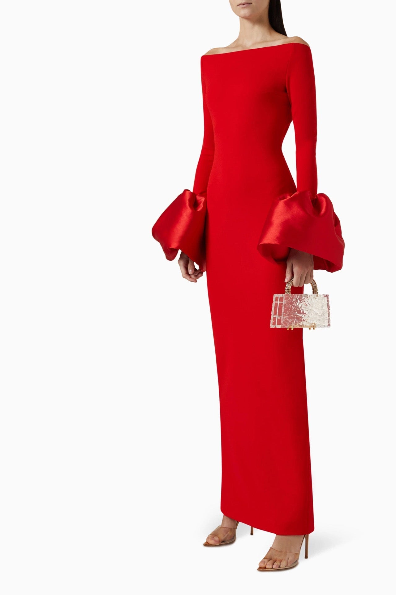 Mariana Minimalist Solid Colored Lantern Sleeve Dress Chic Silhouette Collection