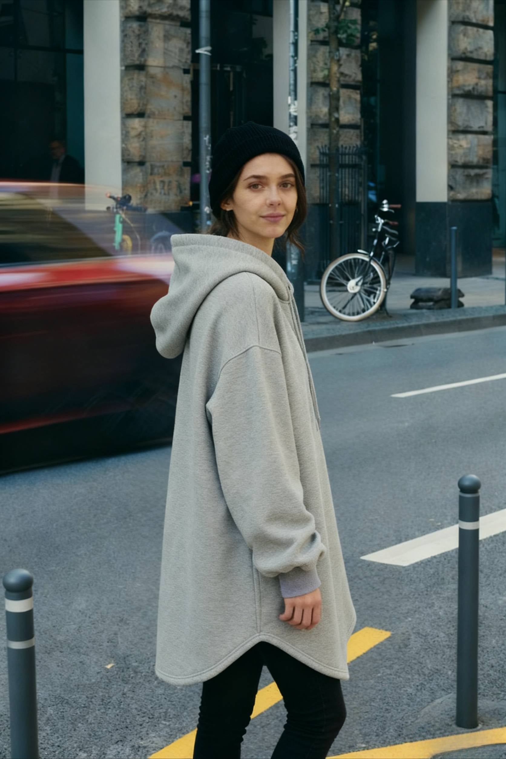 Pullover Loose Hoodie Casual  Drawstring Oversized  Women's Long Solid Sweatshirt Autumn Arm Streetwear