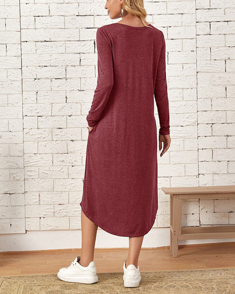 Mies Autumn and Long Sleeve, Loosely Curved Dress for Women