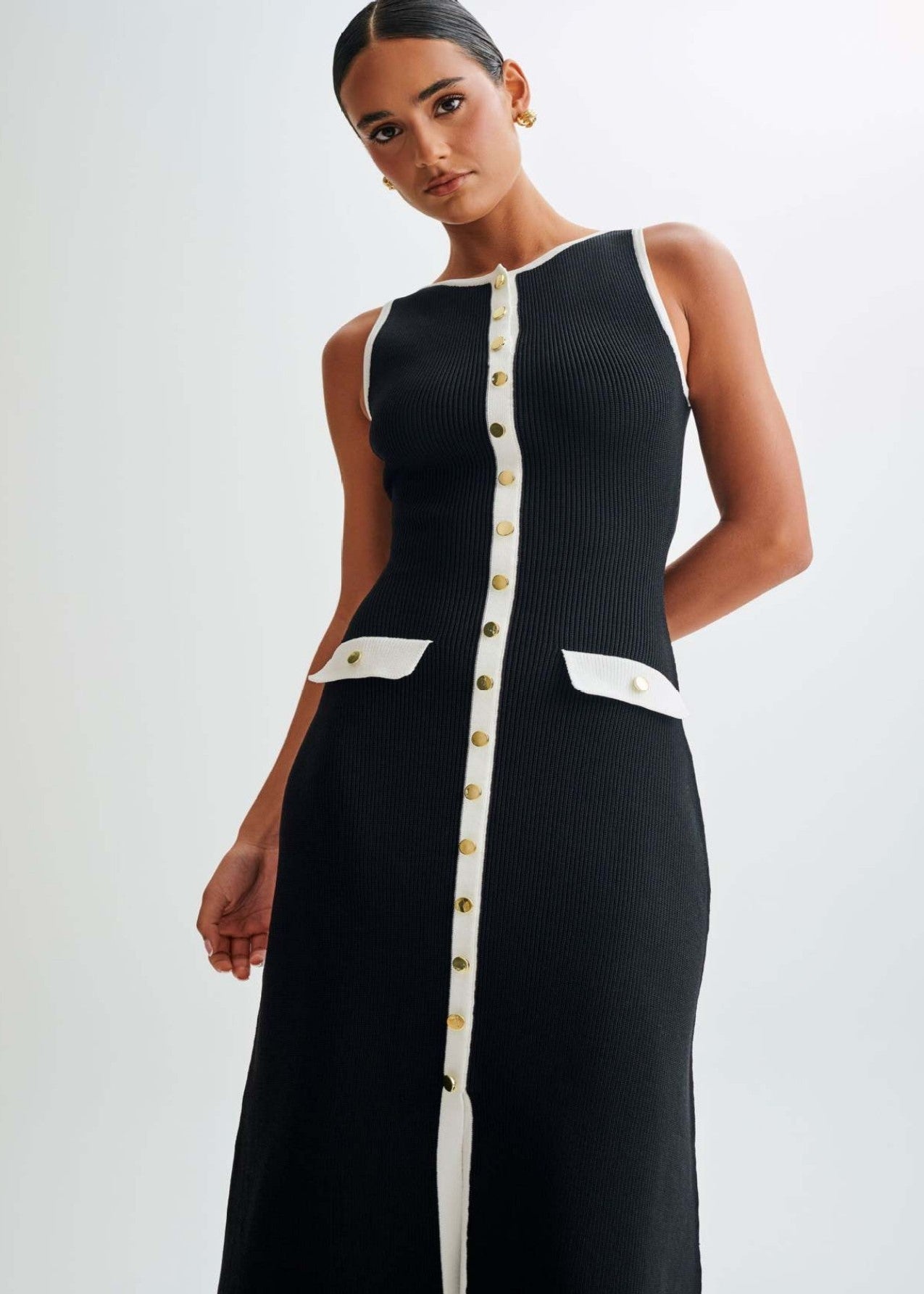 Valeria Contrast Trim Midi Dress