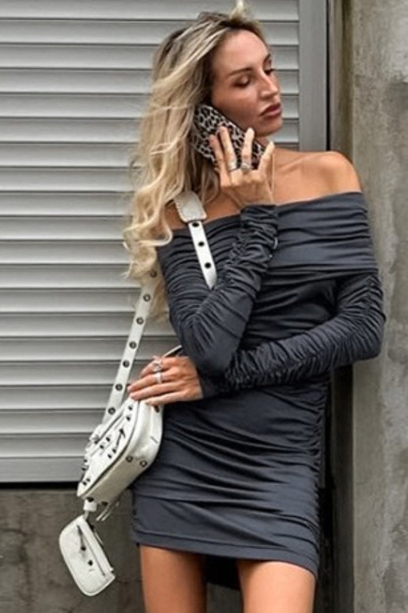 Brushed Knit Off-Shoulder Mini Dress