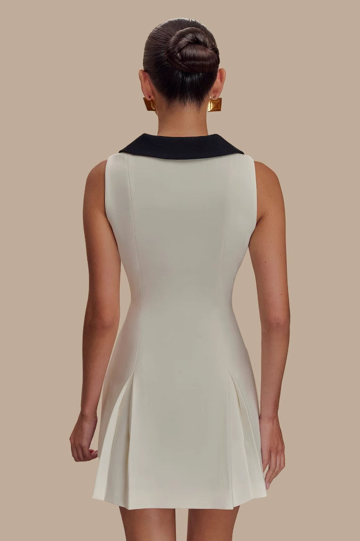 Lapel Sleeveless Belted Midi Dress 2