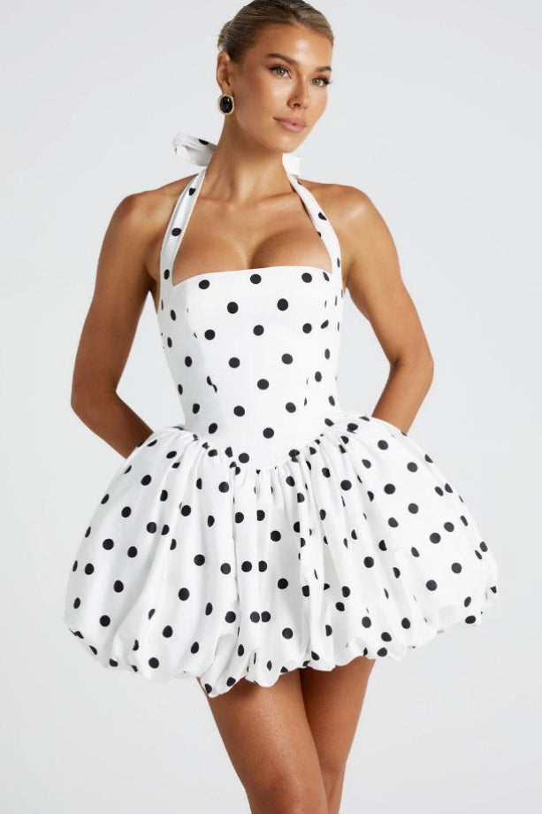 Halter Tie Bow Puffy Tulle Hem Mini Dress 24