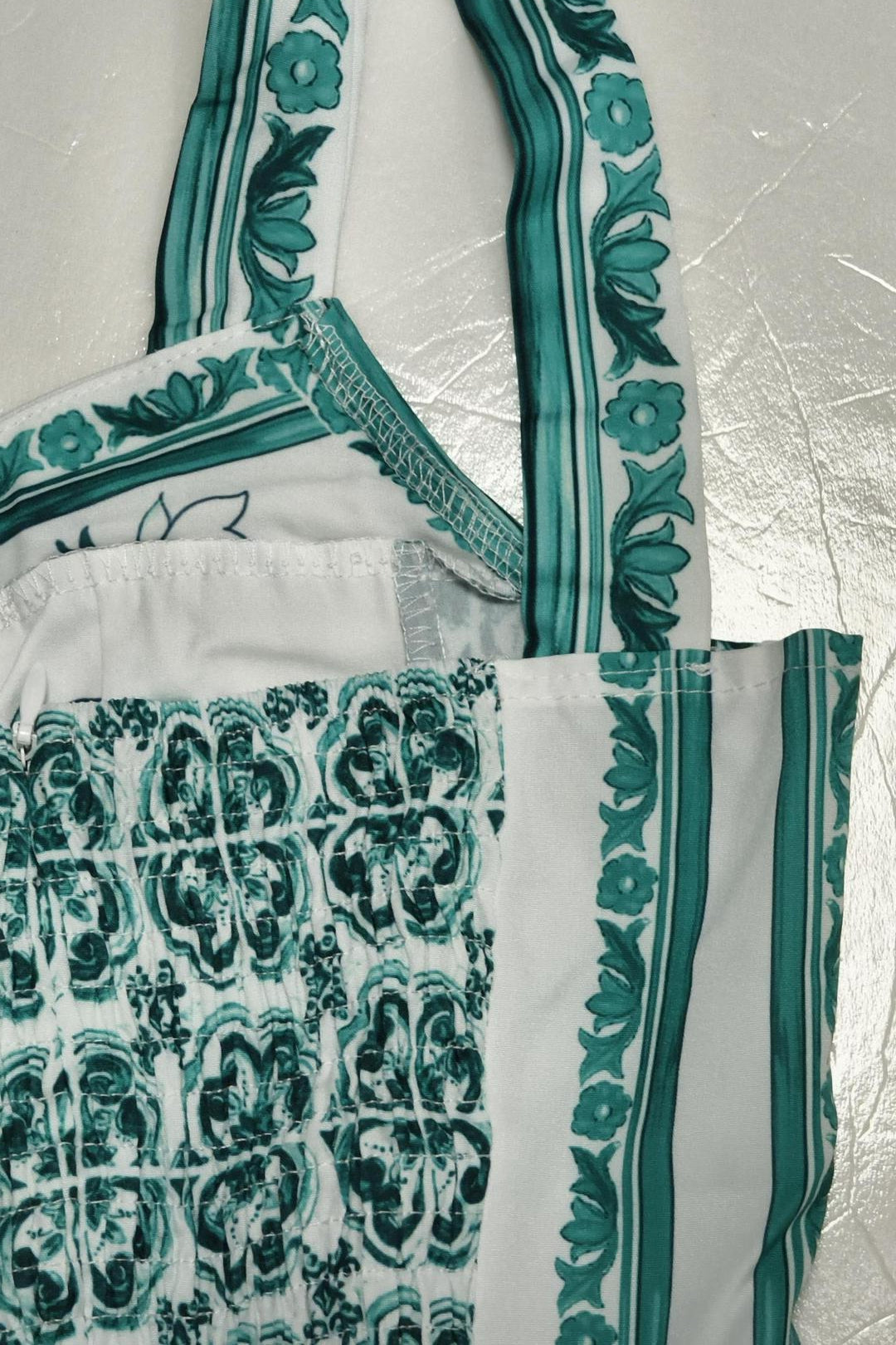 Wide Strap Sweetheart Baroque Print Tiered Ruffle Maxi Dress 9
