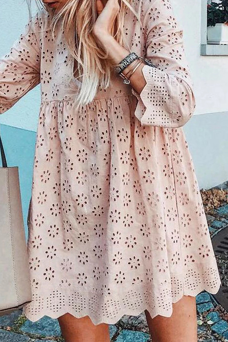 Inés Timeless Casual Dress with V Neck and Tiered Skirt Boutique Collection