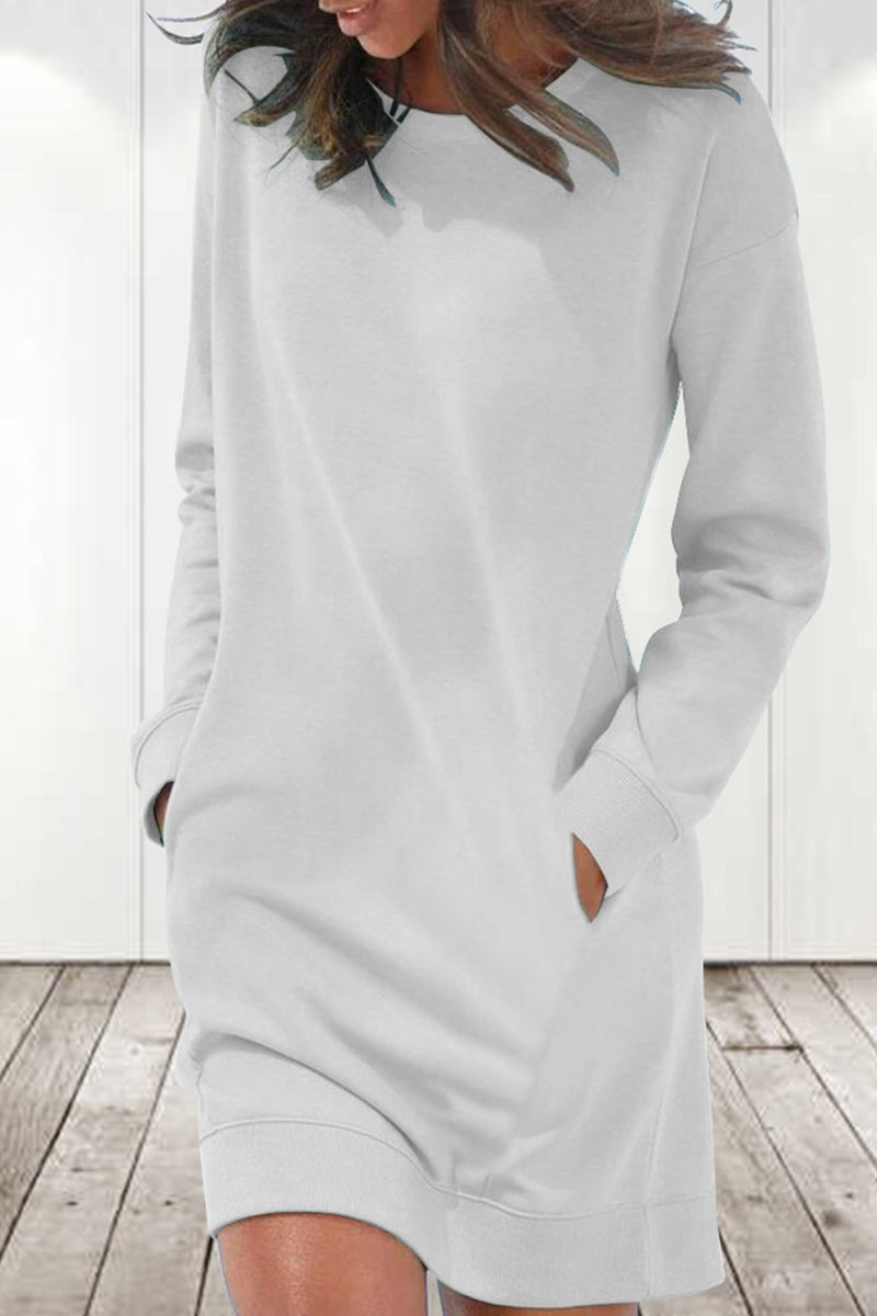 Eustacia Solid Color Long Sleeve Dress for Women Flattering Modern Fit