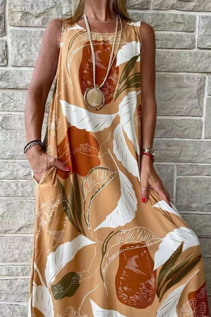 Filomena Minimalist Loose Sleeveless Printed Casual Dress Everyday Luxe Edit