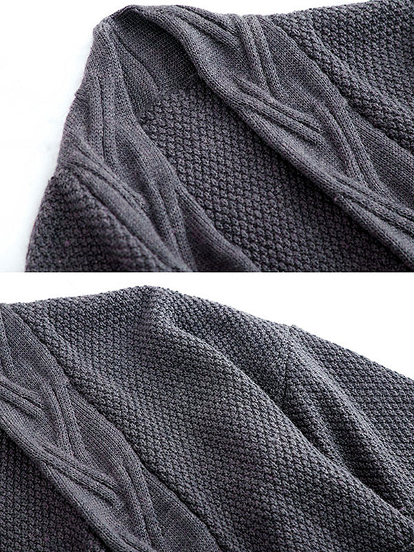 Open Front Cable Knit Longline Pocket Cardigan