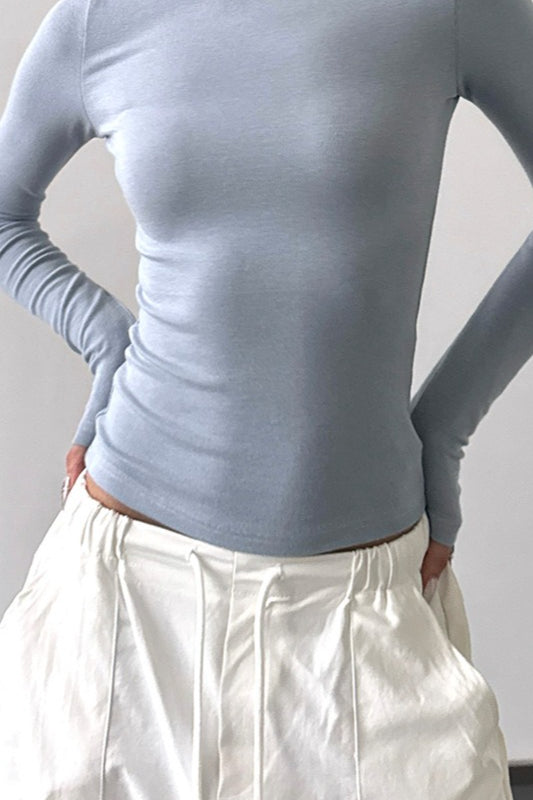 Vintage Solid Crew Neck Slim Long Sleeve Base Layer