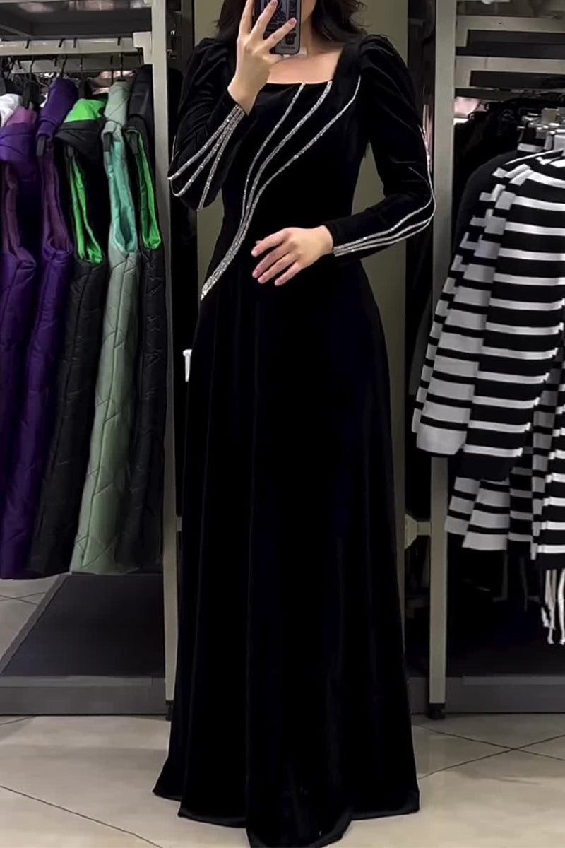 Alejandra Elegant Solid Patchwork Dress with Relaxed Fit and Boutique Fashion Look