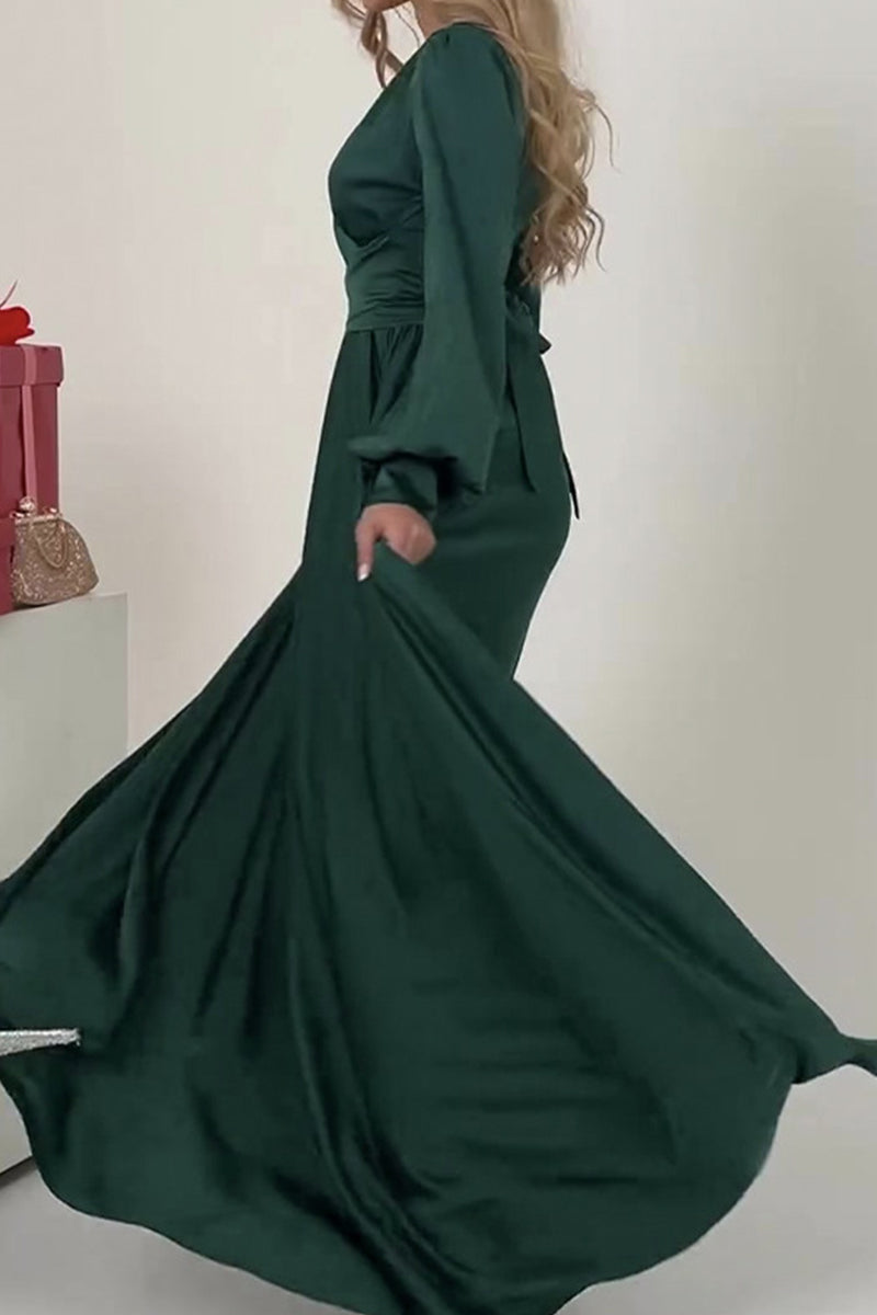 Fiona Statement , Solid Color Dresses with V Neck and a Line Everyday Luxe Edit