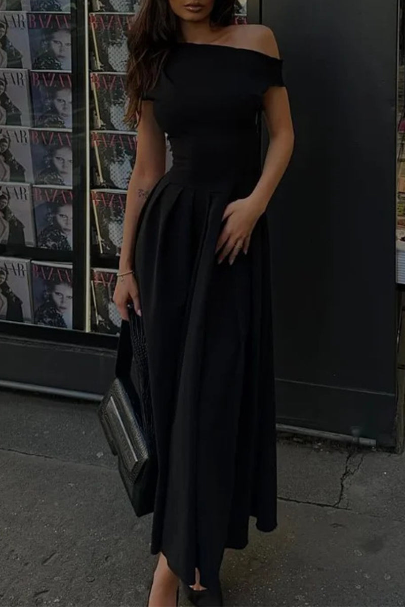Susana Timeless , a Line Dresses with a Plain Pleat and Slanted Collar Boutique Collection