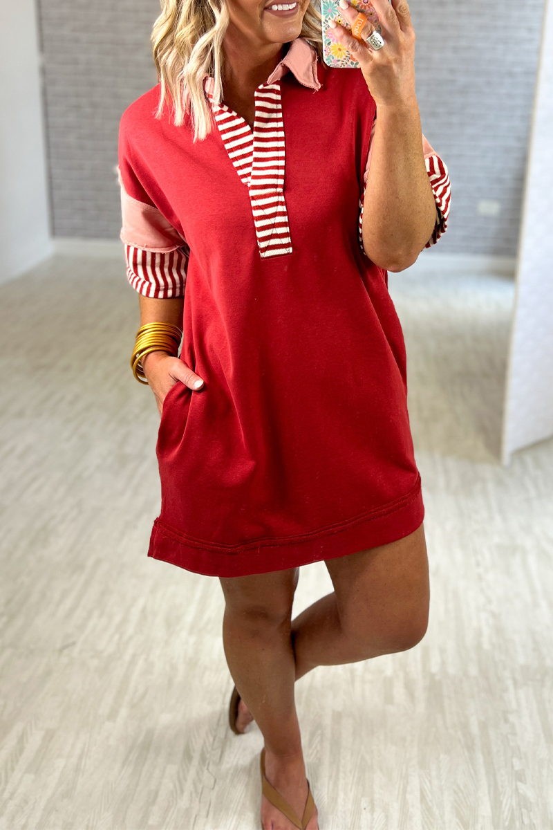 Encarni Casual Striped Pocket Dress with Relaxed Fit and Modern Casual Wear
