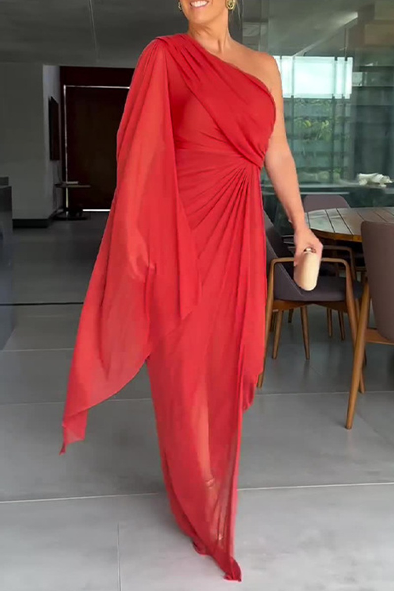Eugenia Exclusive Party Ruched Irregular Slanted Shoulder Dresses (5 Colors) Everyday Luxe Edit