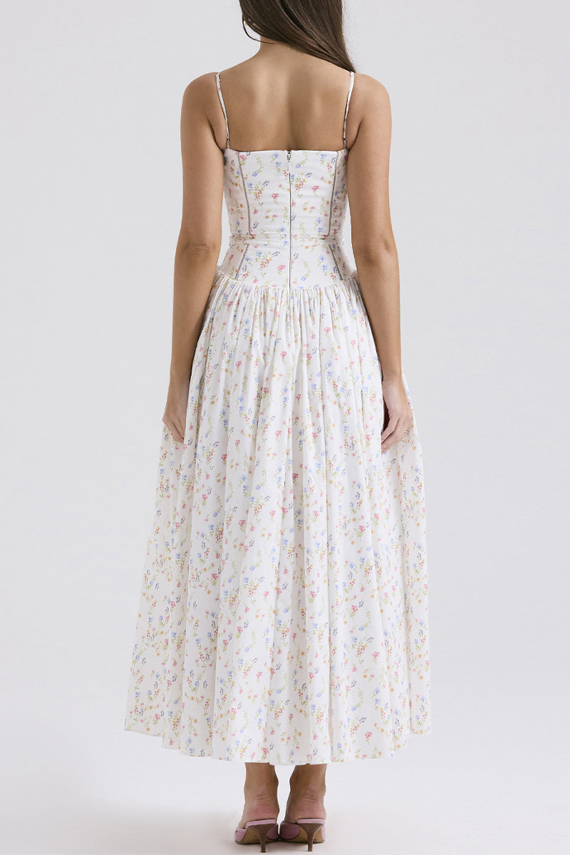 Johana Boutique Patchwork Sling Dresses with Square Neckline Evening Wear Edit